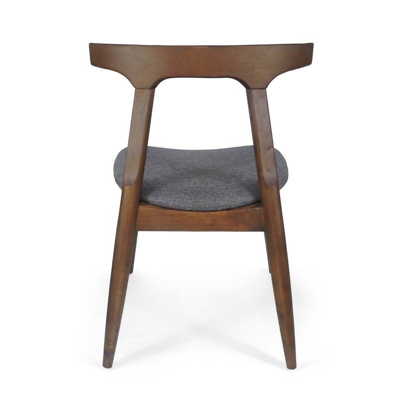 Rubber Wood Dining Chair with Upholstered Seat Wide Angled Legs