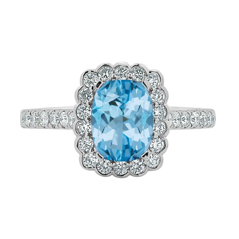 Auriya Vintage 1 1/3ct Cushion-cut Sky Blue Topaz Halo Diamond Engagement Ring 1/2ctw 14k Gold