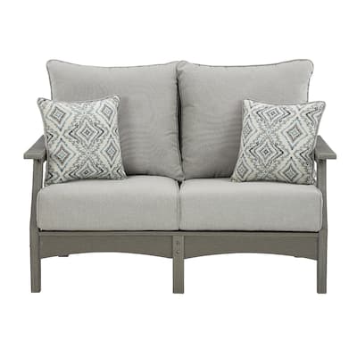 Signature Design by Ashley Visola Outdoor Poly All Weather Loveseat with Cushion