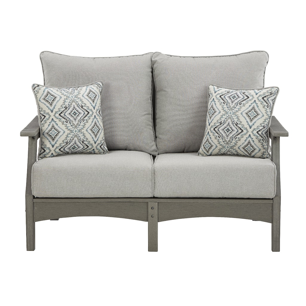 Signature Design by Ashley Visola Outdoor Poly All Weather Loveseat with Cushion