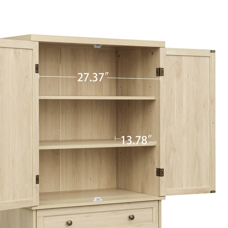 Rustic Style Tall Cabinet with Drawer and Adjustable Shelves Sideboard Buffet Cabinet