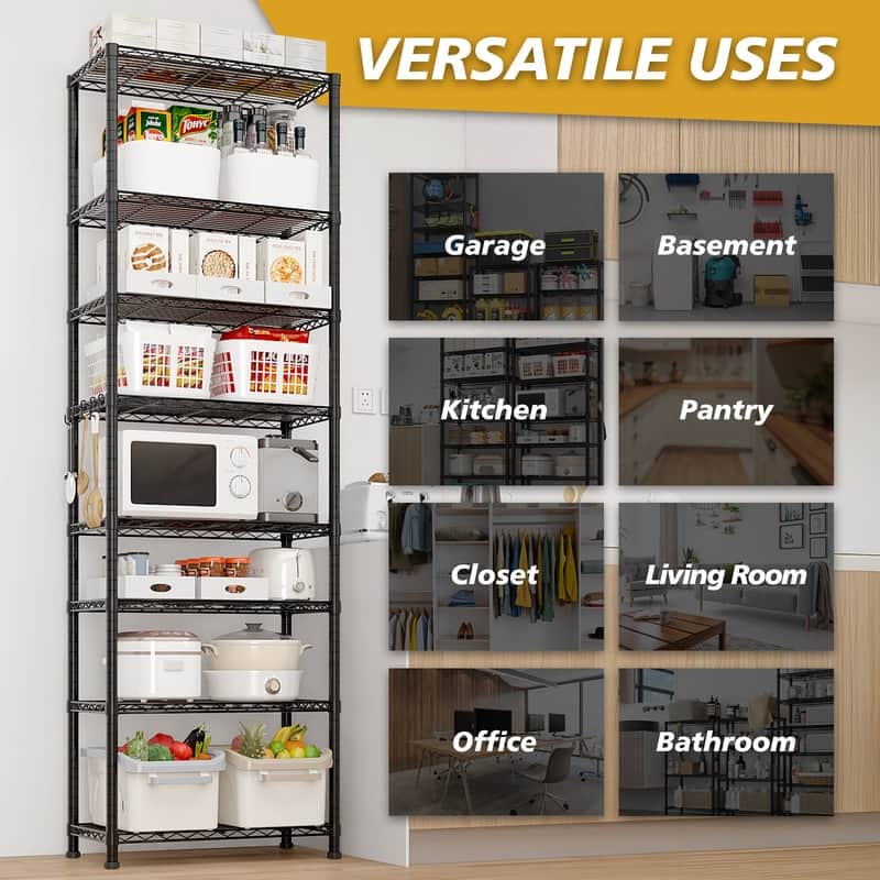 8 tier Heavy Duty Storage Adjustable Metal Shelves 78.74" H Wire Shelving Unit 1600LBS NSF