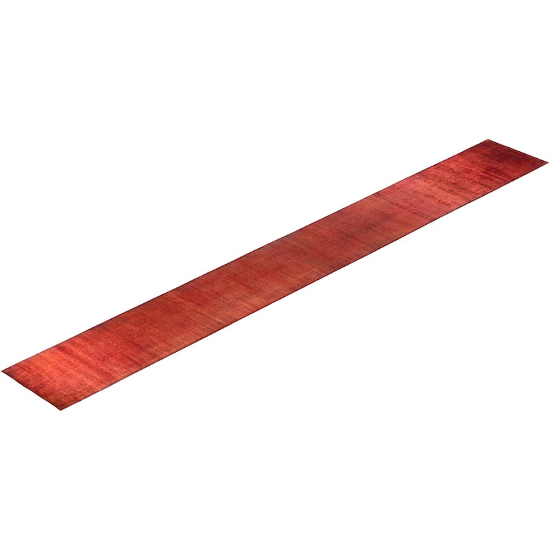 Overton Hand Knotted Wool Vintage Inspired Modern Contemporary Overdyed Orange Runner Rug - 2' 9" x 23' 10"