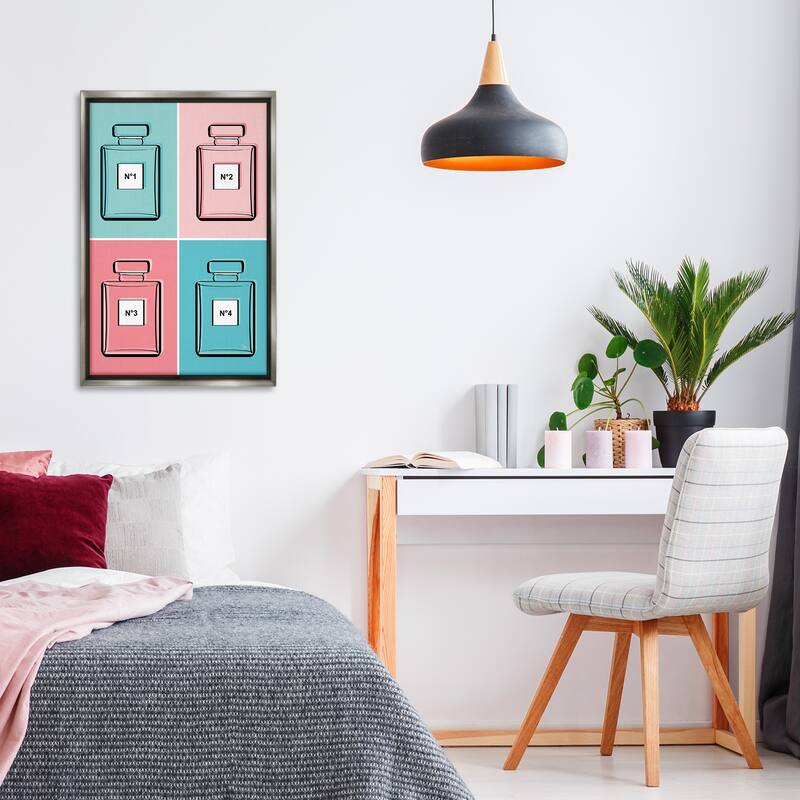 Stupell Pink & Blue Perfumes Framed Floater Canvas Wall Art Design By Martina Pavlova