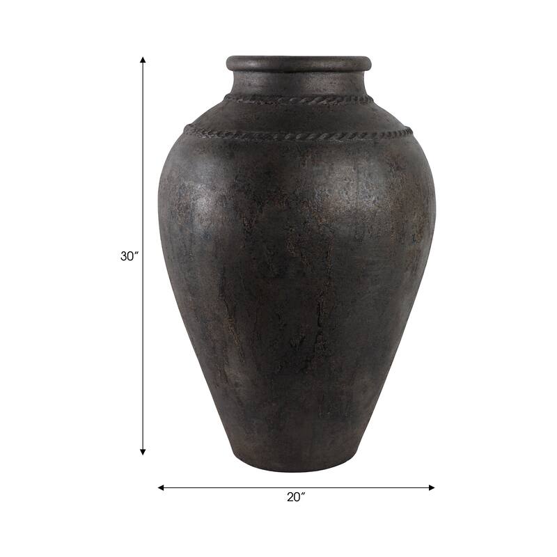 Ceramic Sculpted Rim Textured Floor Vase - 30"