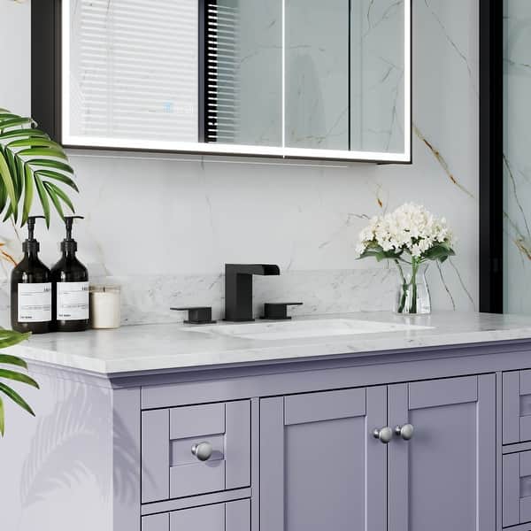 slide 2 of 13, Two-Handle Waterfall Bathroom Faucet with Pop-Up Drain, SUS304 & Brass Construction, 1.2 GPM