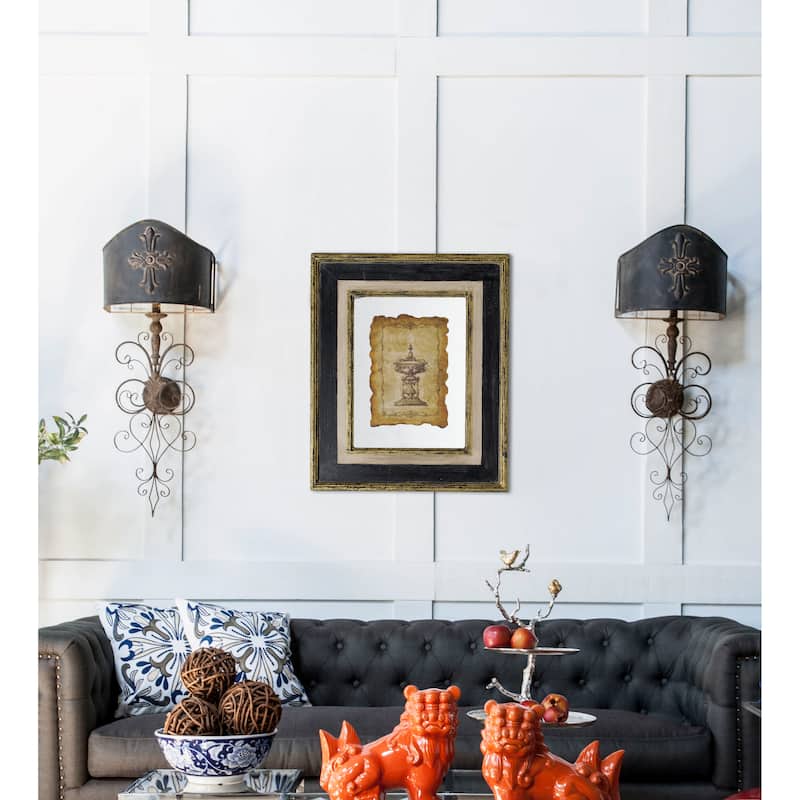 Antiqued Design Black Sculpture Print Set Wall Decor with Gold Frame, for Living Room Entryway and Office Space