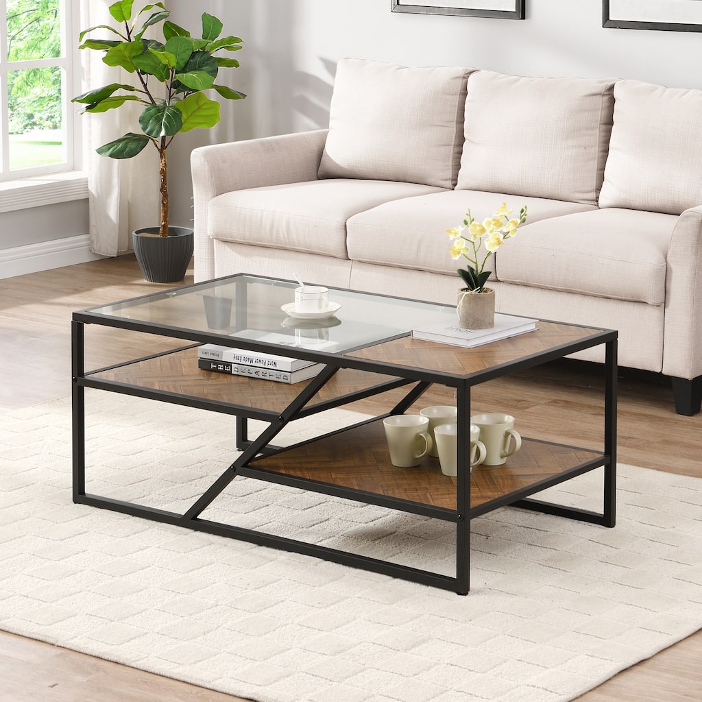 Coffee Table with Storage Shelf,for Living Room&Bedroom