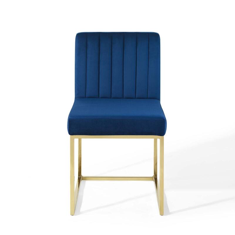 Silver Orchid Haussermann Channel Tufted Sled Base Velvet Dining Chair