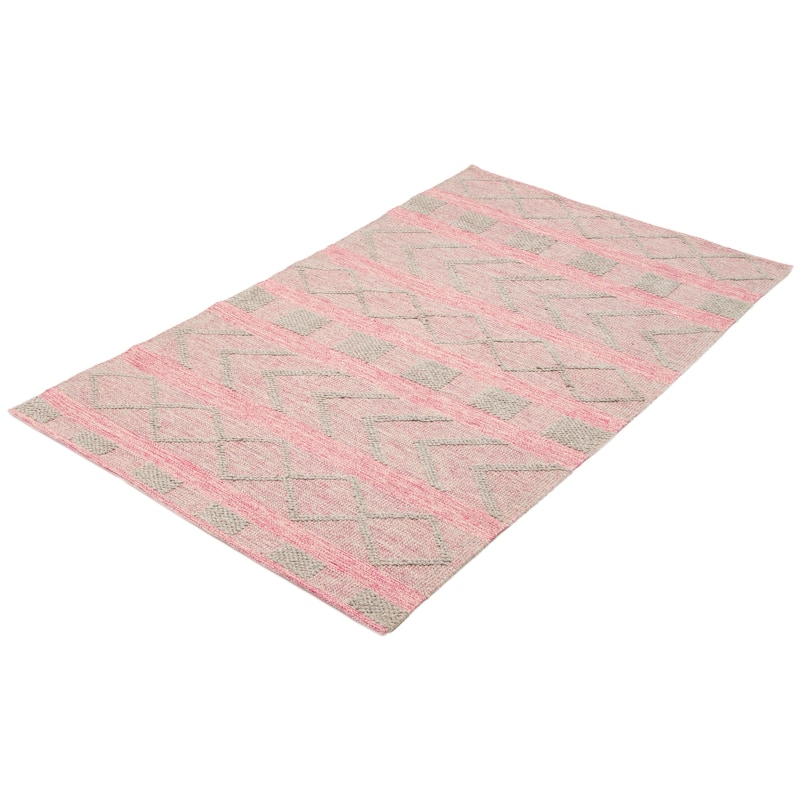ECARPETGALLERY Braid weave Sienna Pink Wool Rug - 4'10 x 8'2