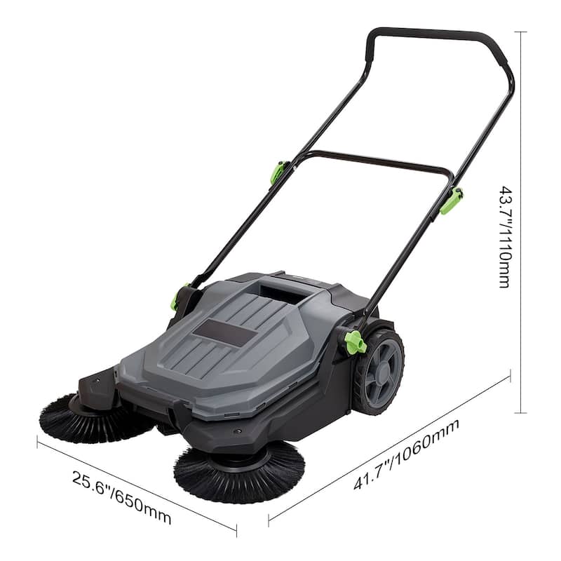 Walk-behind Hand Push Floor Sweeper Angle Height Adjustable Folding Handle