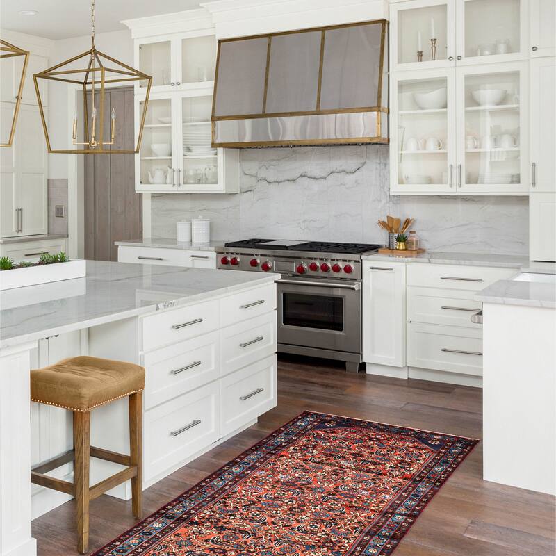 ECARPETGALLERY Hand-knotted Andelz Red Wool Rug - 3'6 x 9'5