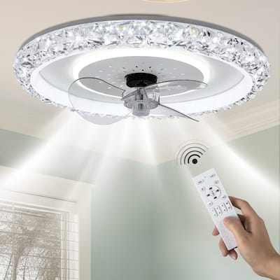 20" LED Ceiling Fan with Light Remote &APP Control Bedroom Ceiling Fan Light - 19.3"