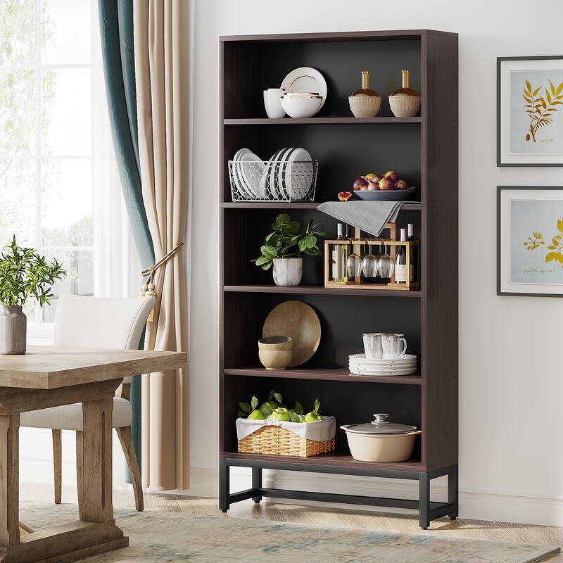 70.8 Inches Tall Bookcase and Bookshelf, 5-Tier Large Bookcases - 11.81"D x 31.5"W x 70.87"H