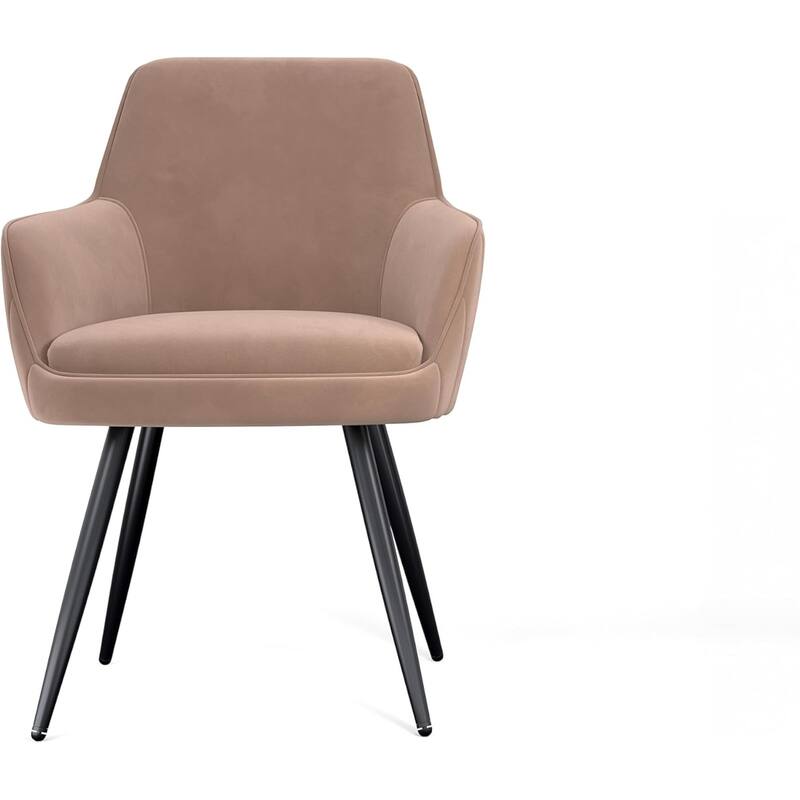 Brown Modern Mid-Century Upholstered Accent Chair with Channel-Tufted Back, Set of 2