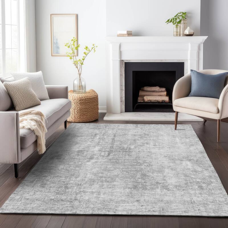 Premium Washable Super Soft Solid Ombre Mayfield Rug - Gray - 3' x 5' - Rectangle
