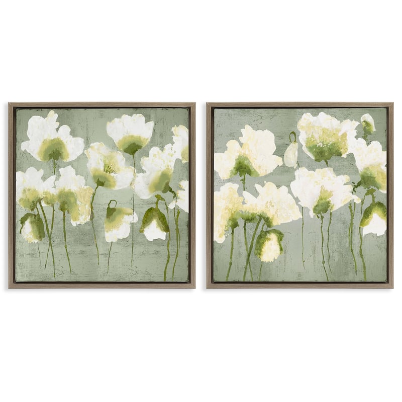 Stupell Charming White Blooms Framed Floater Canvas Wall Art Design By Vanessa Austin (Set of 2) - 25 x 25 - Brown