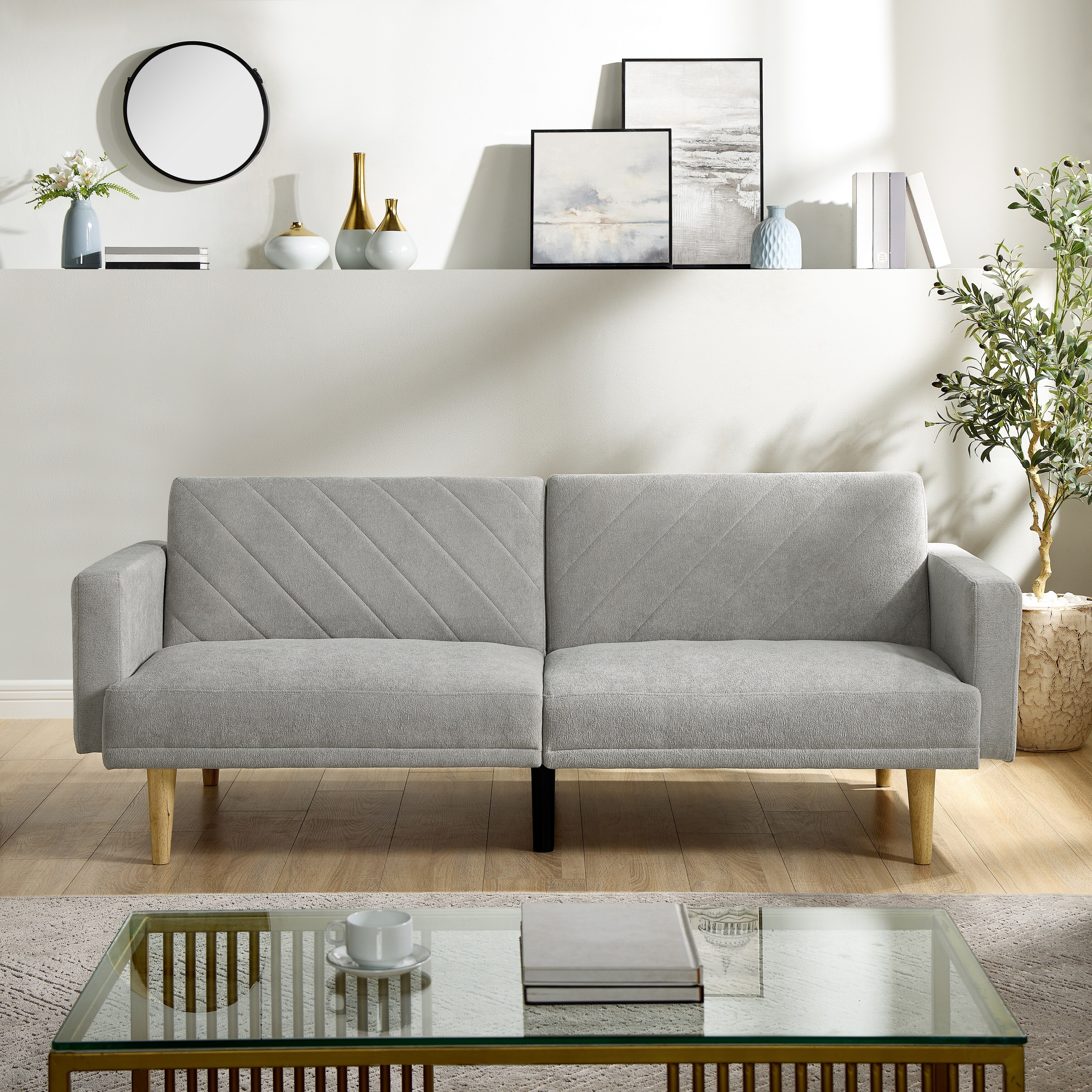 Multi Functional Futon Sofa Bed Tapered Wood Legs Ideal for Small Living Rooms Easily Converts to Single Bed Bed Bath Beyond 40405502