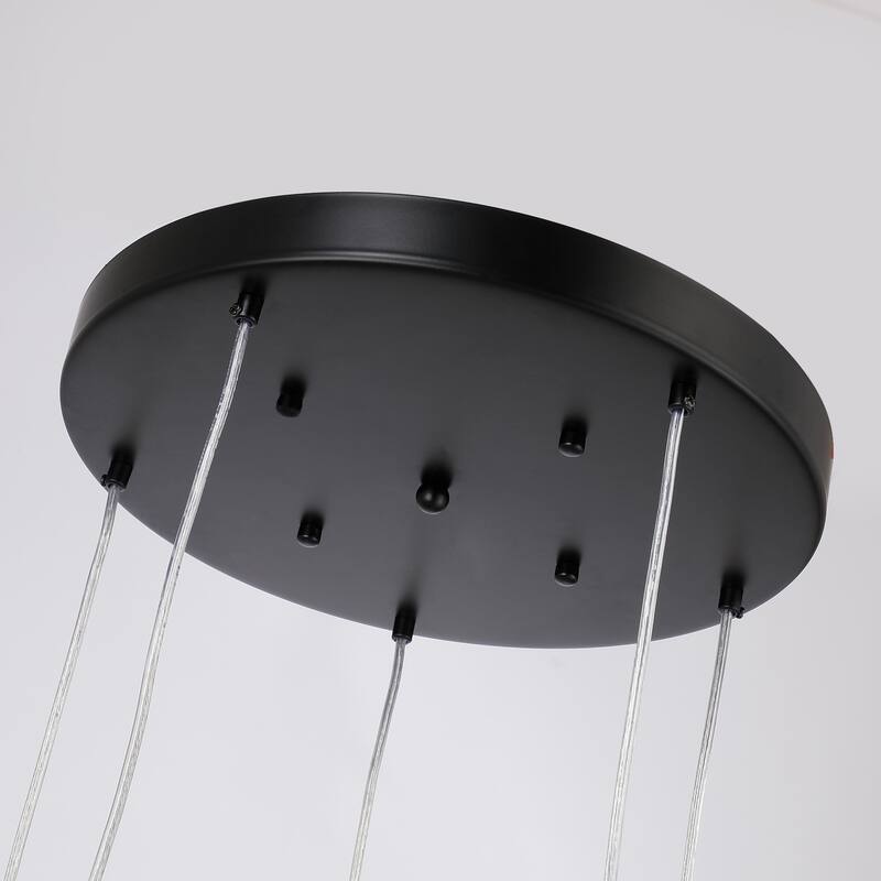 5 Light Nordic Cluster Orb Glass Pendant Lamp Adjustable Height Hallway Stairway - Black