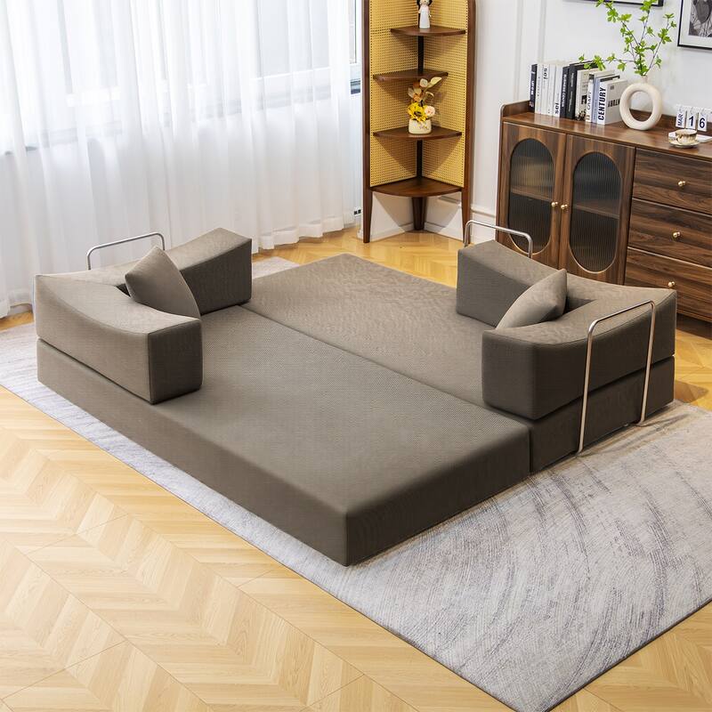 2-in-1 Convertible Sofa Bed, Memory Foam Mattress, No Assembly, Space-Saving for Living Room, Bedroom