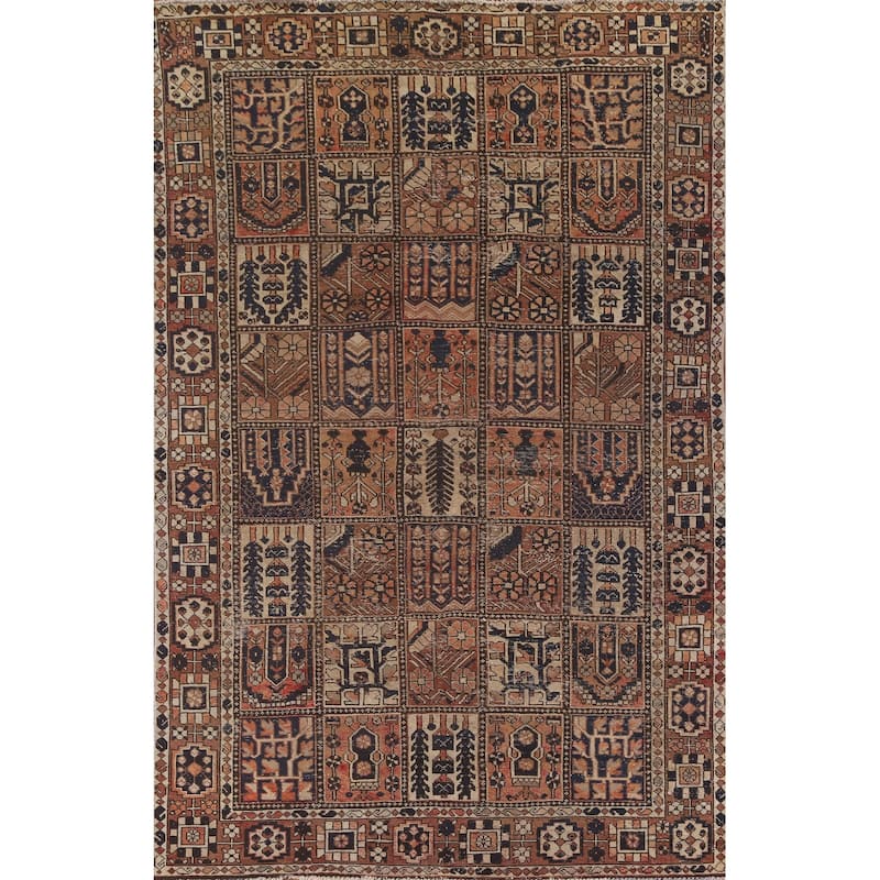 Garden Design Bakhtiari Persian Antique Area Rug Handmade Wool Carpet - 6'7"x 10'1"