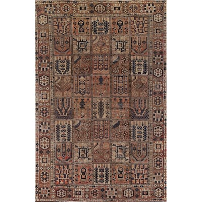 Garden Design Bakhtiari Persian Antique Area Rug Handmade Wool Carpet - 6'7"x 10'1"