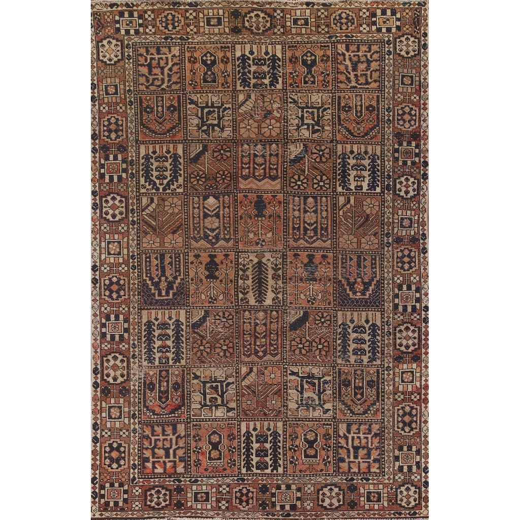 Garden Design Bakhtiari Persian Antique Area Rug Handmade Wool Carpet - 6'7"x 10'1"