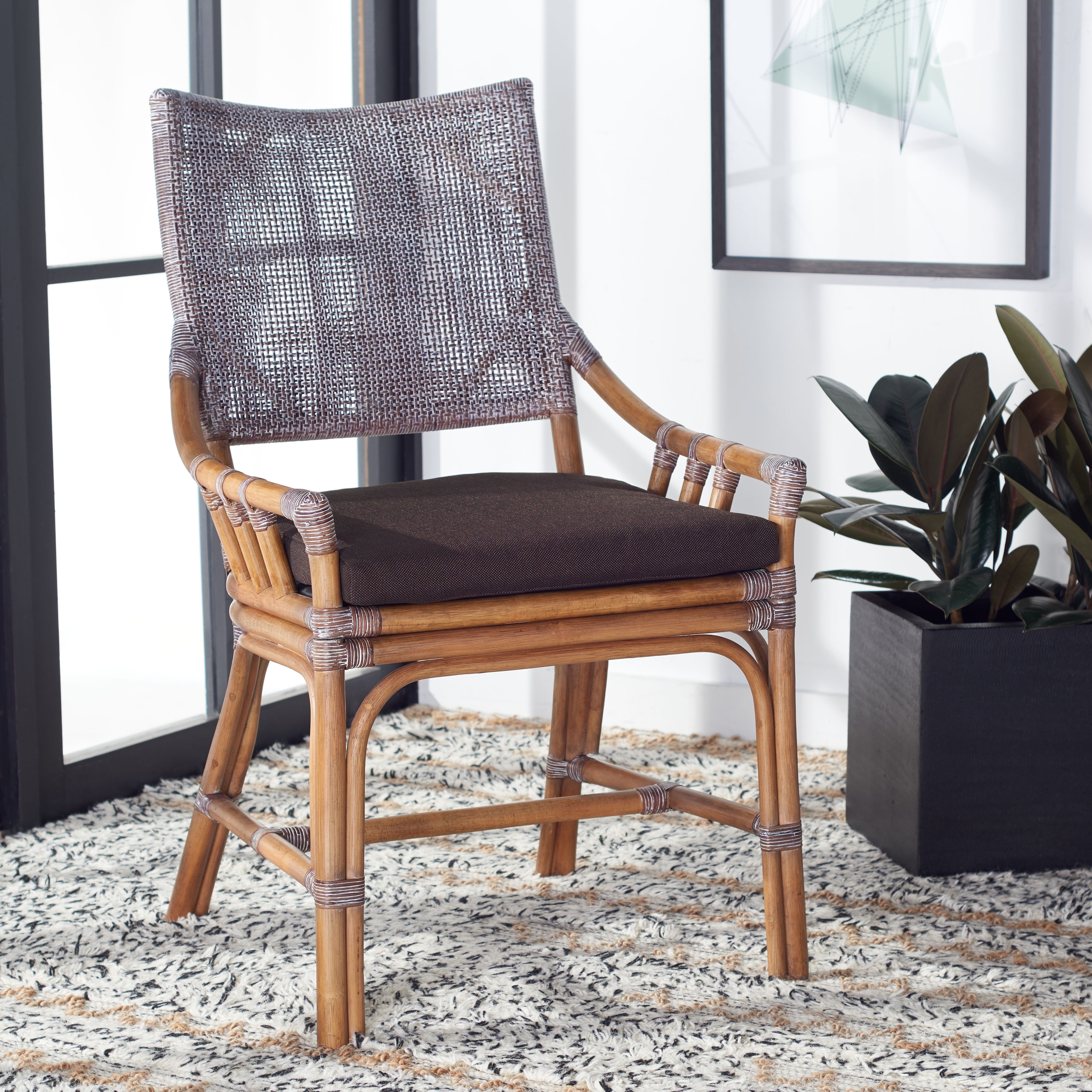 SAFAVIEH Donatella Coastal Rattan Cushion Chair 22