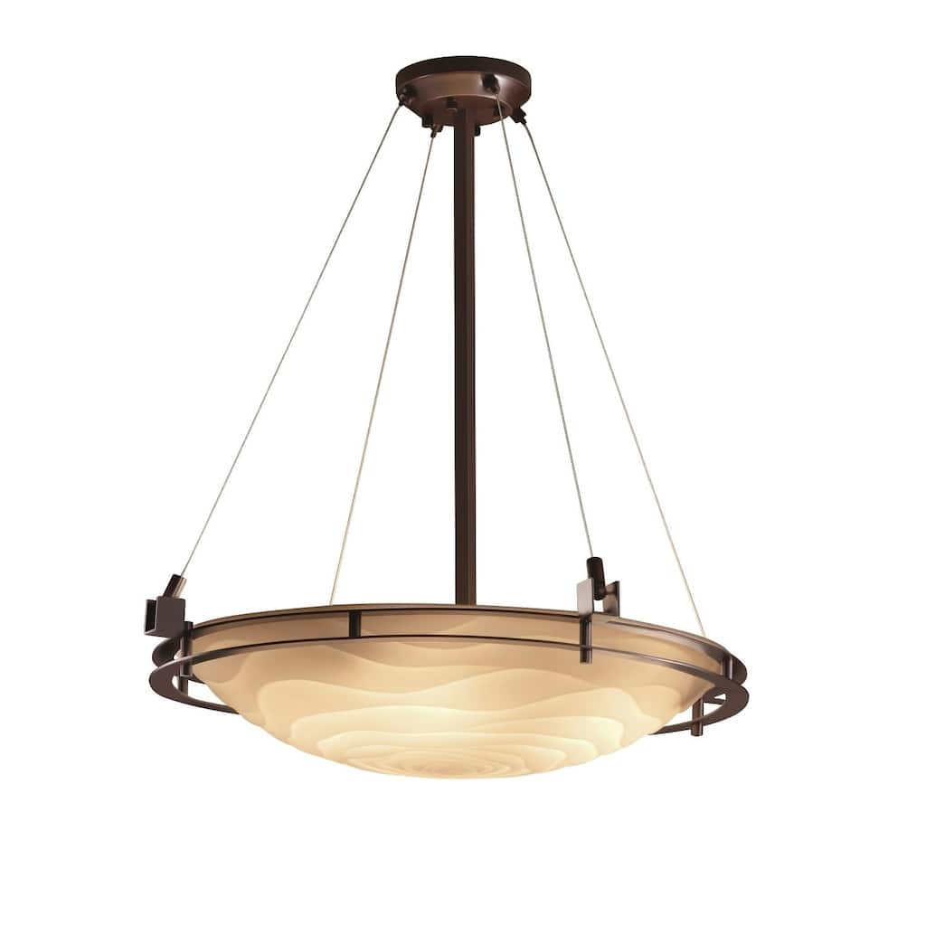 Justice Design Porcelina Metropolis 6-light Dark Bronze Round Bowl Pendant, Waves Shade