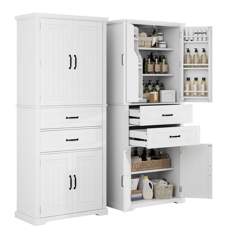Multi-Functional Storage Cabinet - 2 Slide-Out Drawers, Adjustable Shelf, Kitchen/Bathroom/Living Room