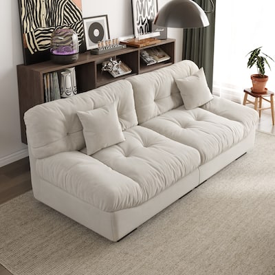 89" Velvet Sectional Sofa Cloud Shape Couch for Living Room