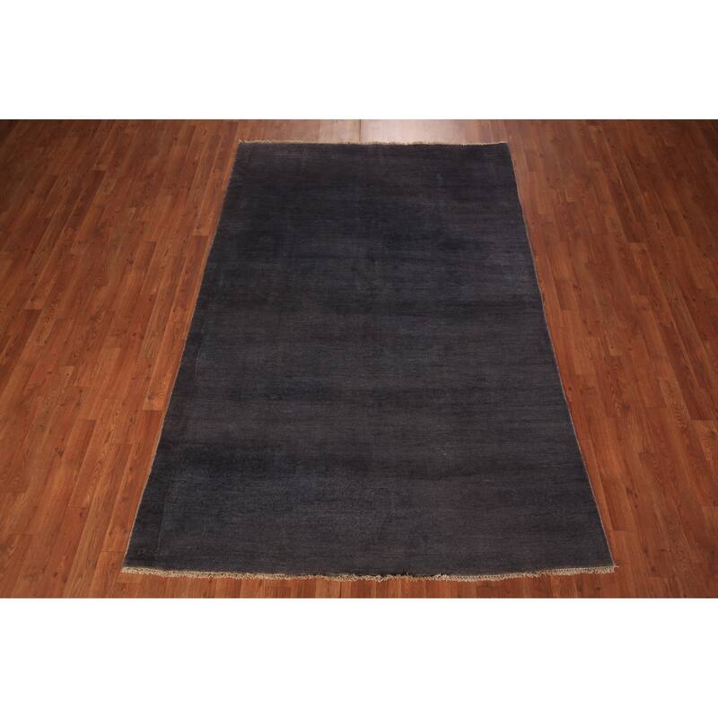 Grays & Blues Gabbeh Modern Area Rug Hand-Knotted Wool Carpet - 5'3" x 7'10"