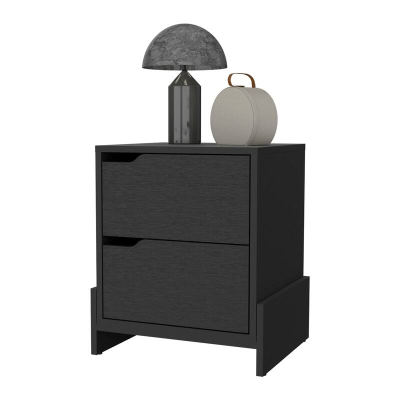 Ralston 2-Drawer Nightstand in Black，Suitable for bedrooms,living rooms,apartments
