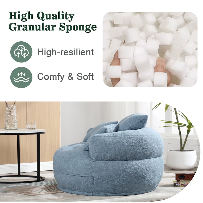Boucle Upholstered Tufted Barrel Accent Living Room Chair With Toss Pillows