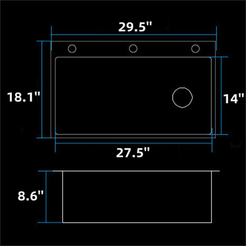 29.5" L Drop-In Single Bowl Stainless Steel Kitchen Sink