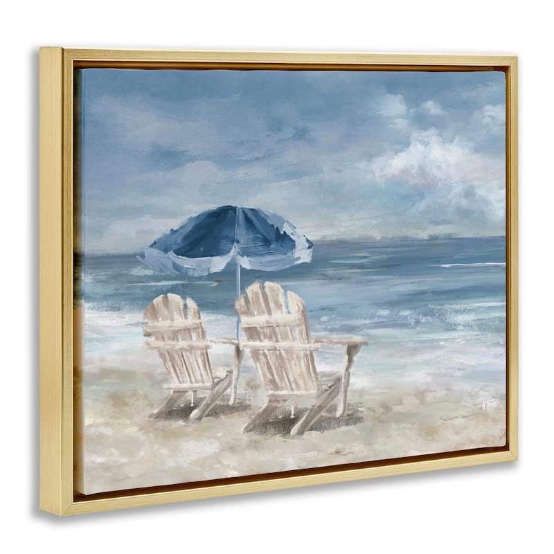 Stupell Serene Beach Chairs Framed Floater Canvas Wall Art Design by Carson Lyons