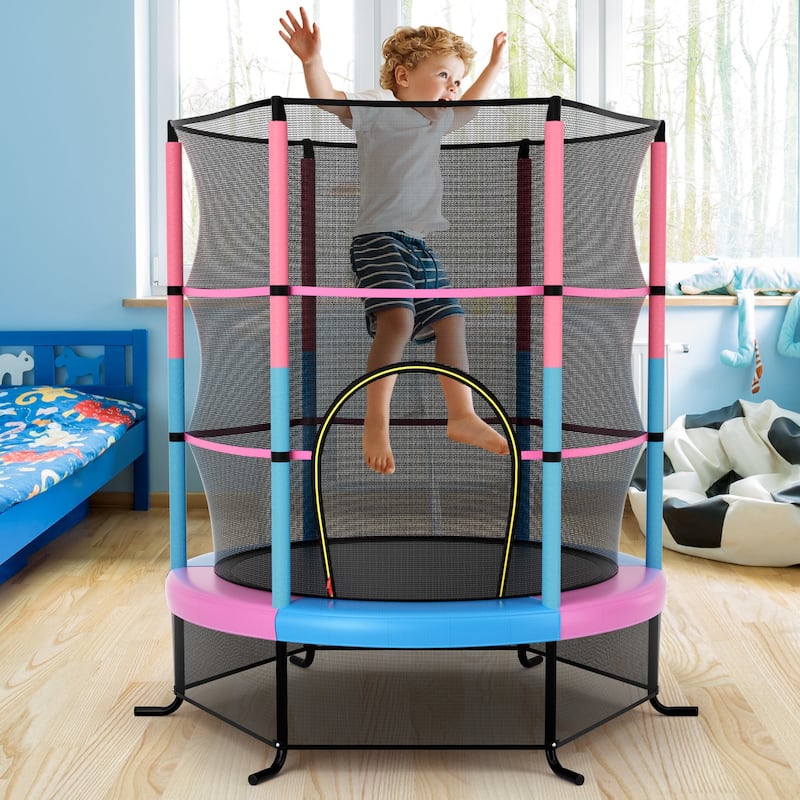 Gymax 55'' Trampoline for Kids Toddler Recreational Trampoline w/