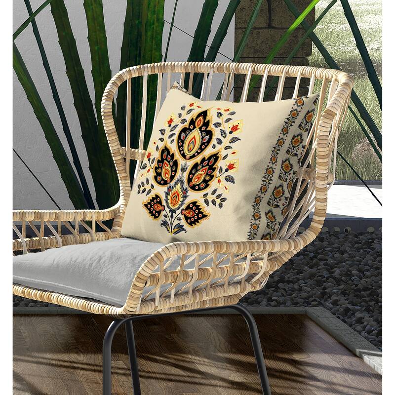 Vintage Verve Indoor/Outdoor Reversible Throw Pillow Orange and Black