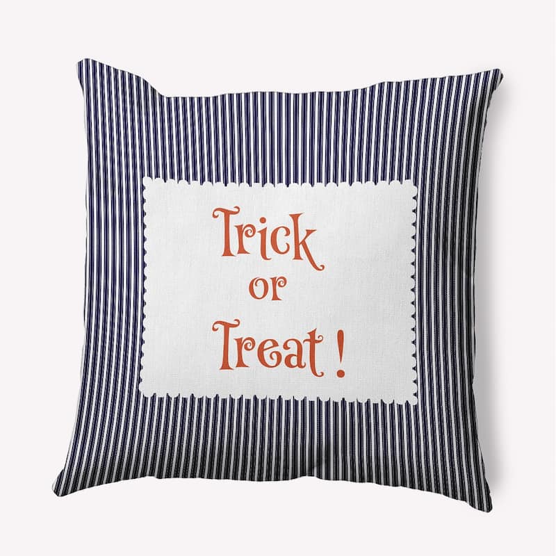 Halloween Trick or Treat Ticking Accent Pillow - Navy - 16" x 16"