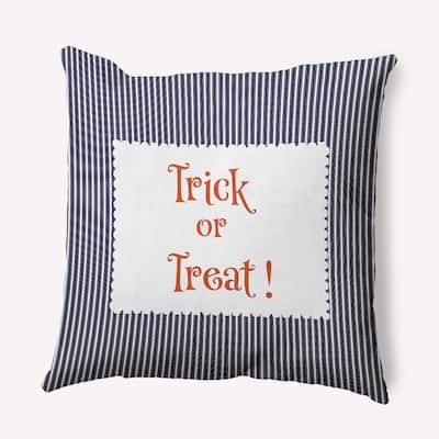 Halloween Trick or Treat Ticking Accent Pillow