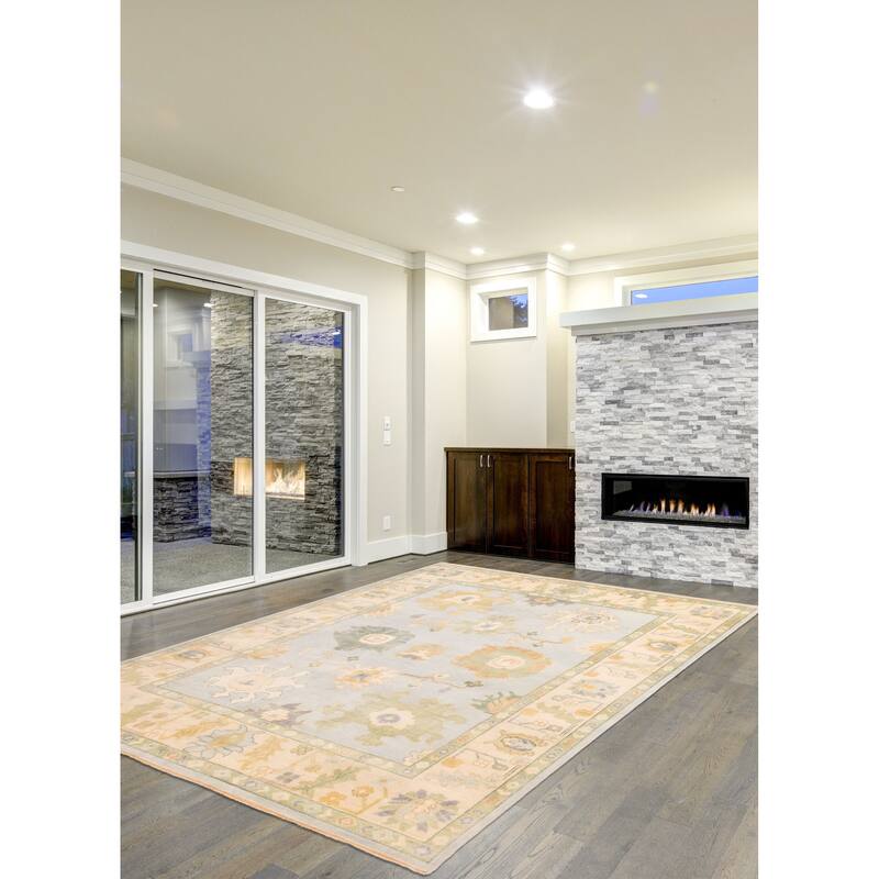 ECARPETGALLERY Hand-knotted Modern Oushak Light Blue Wool Rug - 8'3 x 10'0