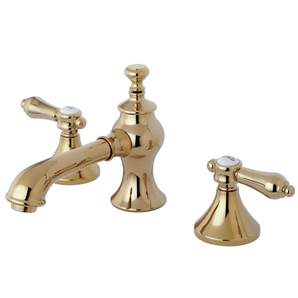 Kingston Brass Heirloom Deck Mount Widespread Bathroom Faucet with Brass Pop-Up