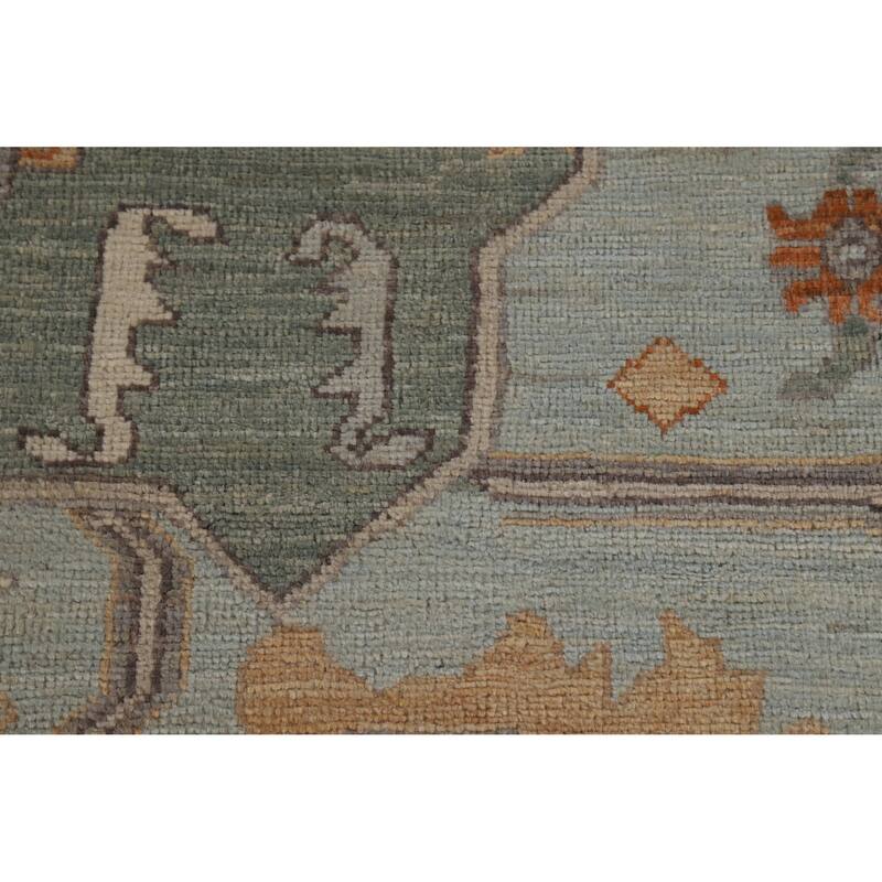 Hand Knotted Oriental 100% Wool Carpet Transitional Medallion Greys & Charcoal Oushak Area Rug - 14' 2'' X 10' 2''