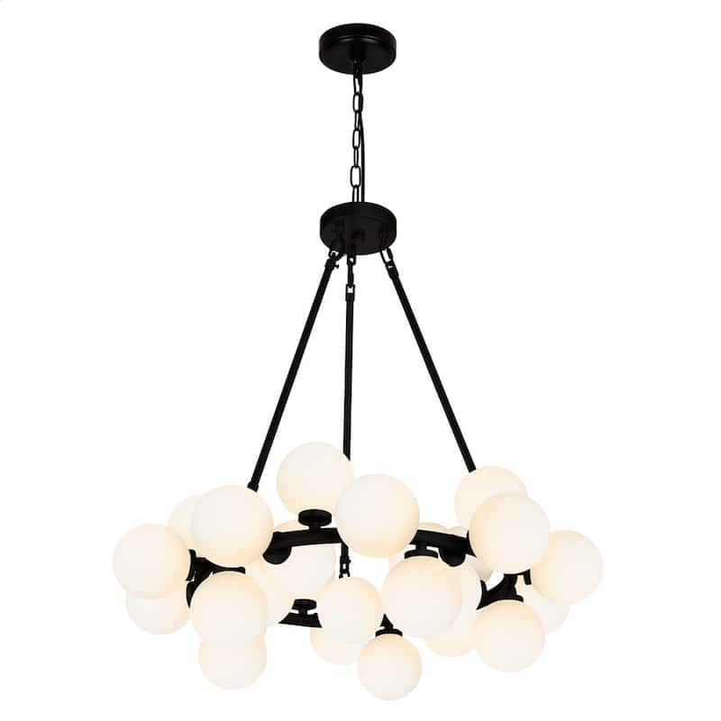 Arya 25 Light Chandelier With Black Finish - Black
