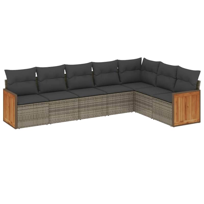 vidaXL Patio Sofa Set with Cushions Outdoor Conversation Furniture Poly Rattan