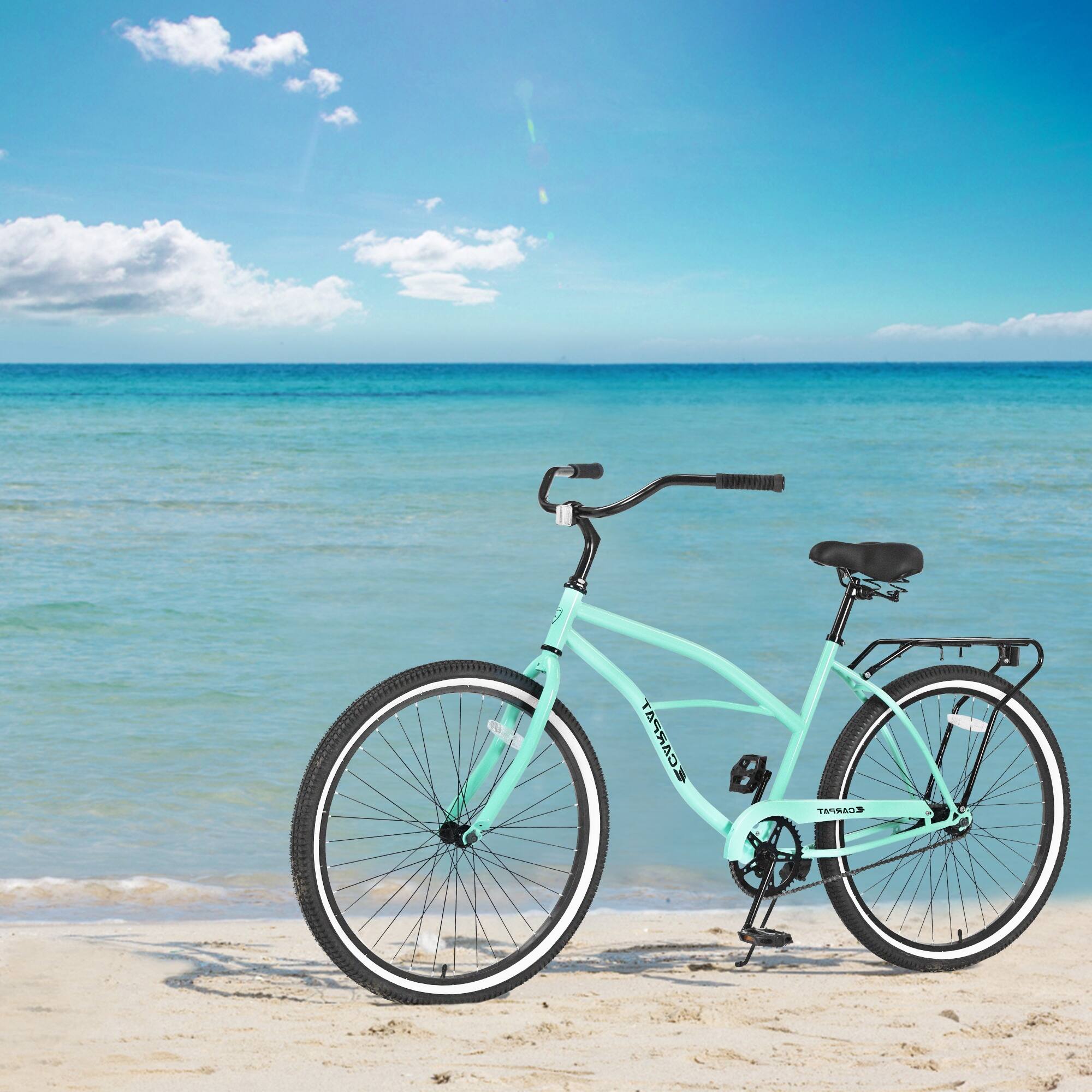 26 Inch Beach Cruiser Bike for Men and Women, Steel Frame, Single Speed ...