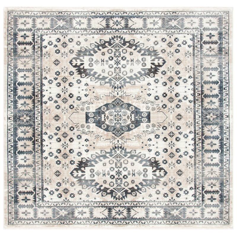 SAFAVIEH Herat Wendi Traditional Distressed Rug - 6'7" Square - Ivory/Grey