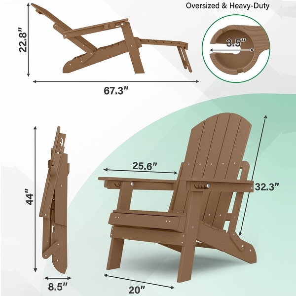 WINSOON Set of 2 HIPS Folding Adirondack Chair with Adjustable