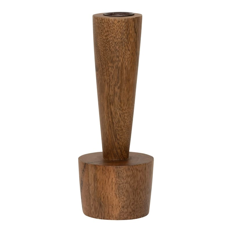 Tapered Tall Conical Wooden Candle Holder - 7.75"
