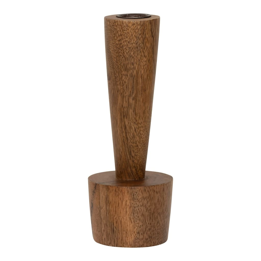 Tapered Tall Conical Wooden Candle Holder - 7.75"